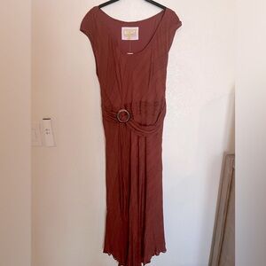 Anthropologie dress in a scoop neck with wrap belt.